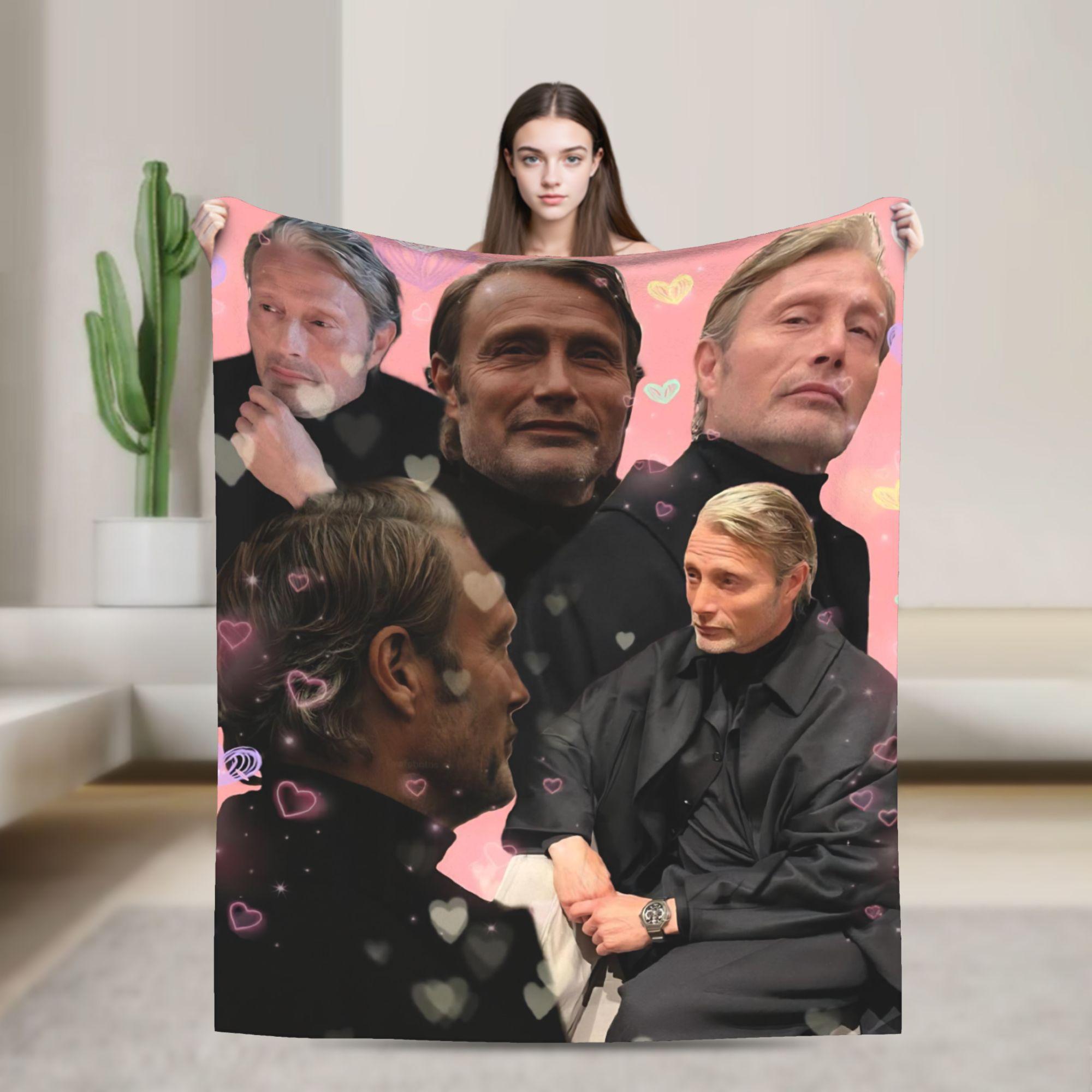 Плед Мадса Миккельсена Качество Супер Теплый Плед для Дивана Зимний Пикник Гостиная Графический Покрывало 30x40in