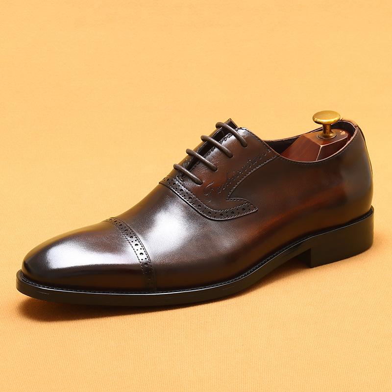 Luxury Dress Shoes Men's Genuine Leather Italian Wingtip Oxfords Brogue Business Wedding Formal Shoes For Men