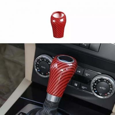 For Benz E-Class 2009-15 Red Carbon Fiber Knob Cover Central Console Gear Shift
