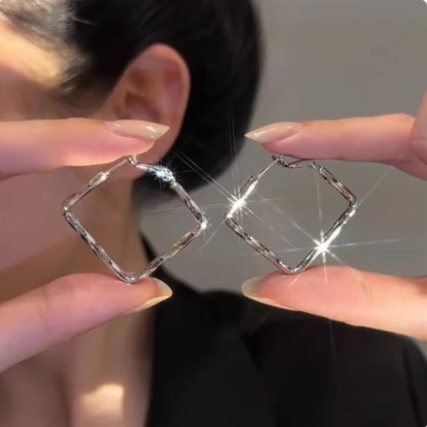 

Geometric Design Hoop Earrings Lightweight Metal Square Shape Fashion Accessory for Everyday Wear and Special Occasions One Size