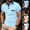 Sommer Herren Top Umlegekragen Kurzarm Slim Fit Brusttasche Knopf Kontrastfarbe Lässig Täglich Formal Business Style Shirt