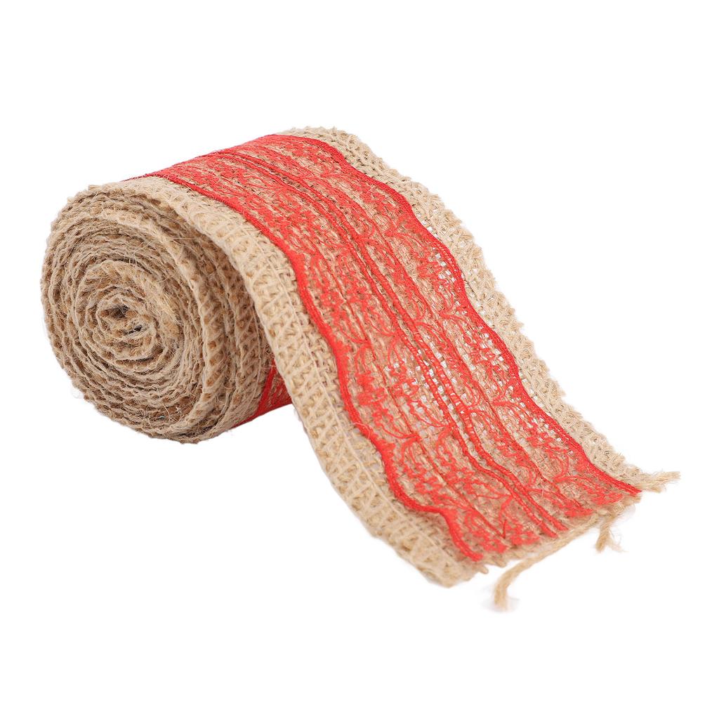5 Rolls Burlap Lace Ribbon Decorative Jute Burlap Ribbon Roll for Crafts Festival Decor