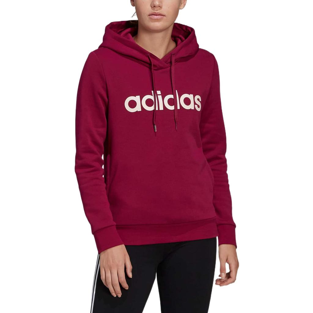 adidas Letter Print Pattern Hoodie with Long Sleeves Women Tops Red GP8733