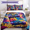 3pcs Custom Name Skateboard Bedding Set Duvet Cover Closure Includes 1 Duvet Cover & 2 Pillowcases, Soft and Comfortable for All Seasons.