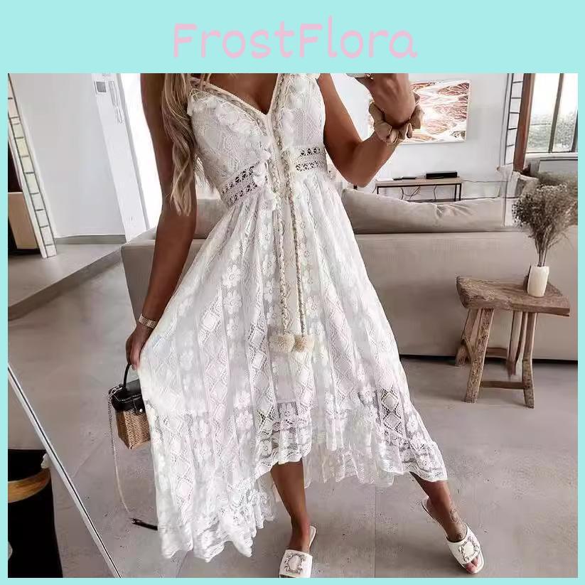 Elegant Satin Long Dress With V Neck For Summer Beach And Casual Wear