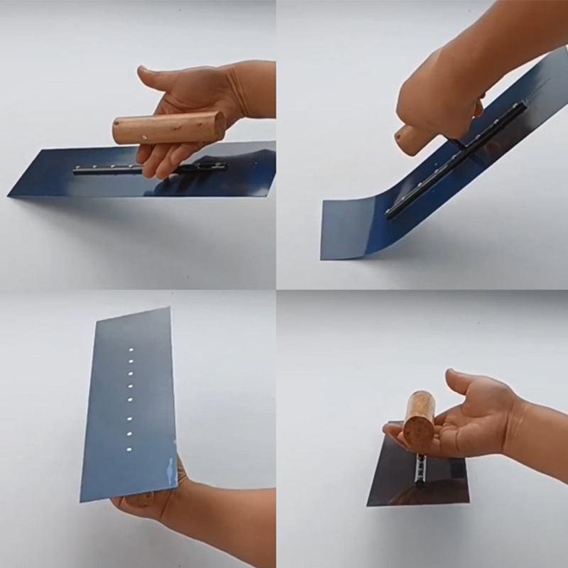 Flat Drywall Trowel Blue Steel Trowel With Wenge Wood Handle L-Shank Floor Paint Serrated Trowel Push Trowel Teeth Trowel