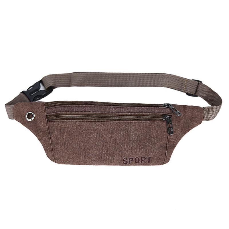 Canvas Fit Waistpack Мобильный поясной рюкзак мужской спортивный на открытом воздухе для отдыха на бега Защита от кражи Ультратонкий Невидимый кофейный