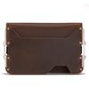 RFID Anti-Magnetic Men's Leather Metal Card Bag Multifunctional Aluminum Alloy Bank Credit Card Holder Wallet