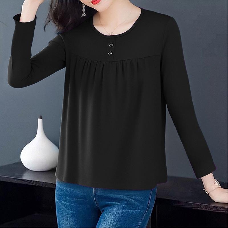 Plus Size Women S Long Sleeve T Shirt Round Neck Casual Top For Middle Aged Moms