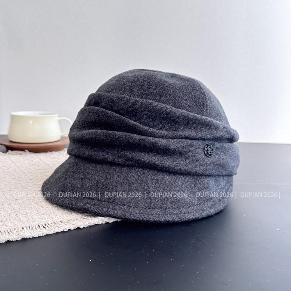 Literary Pleated Equestrian Hat Women's Autumn and Winter Light Luxury Newsboy Hat Soft Woolen Cap Thermal Hat Tide