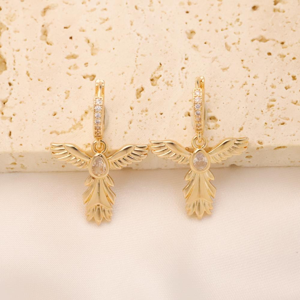 

1 пара простых геометрических серег-подвесок в виде крыльев для женщин, серьги с цирконием, ювелирные украшения, аксессуары для свадьбы и вечеринки золотой