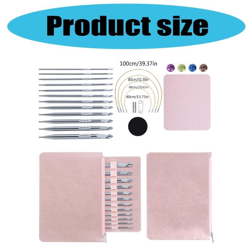 12Pcs Interchangeable Crochet Hook Set 3.0mm-10mm Tunisian Crochet Hook with Cable for Beginner Knitting Weaving Project