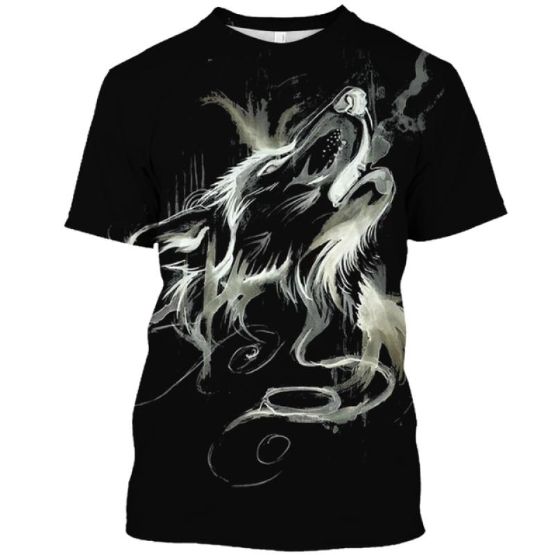 Letnia męska koszulka z nadrukiem zwierzęcym Casual 3d Plus rozmiar Punk z krótkim rękawem Street Sports sweter O Neck Tee bluza Harajuku