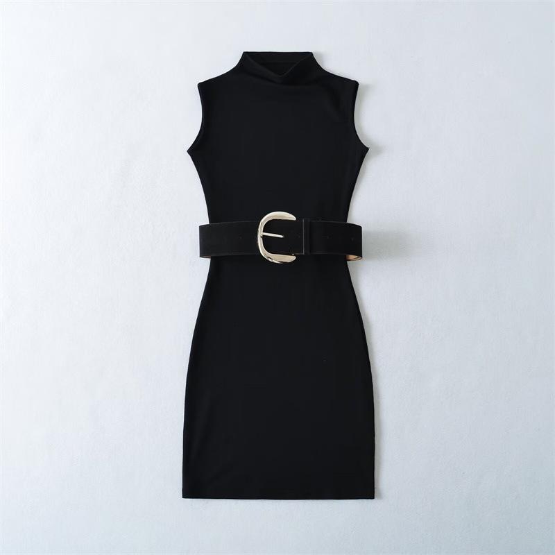 Women's Slimming Retro High-Neck Sleeveless Bodycon Dress