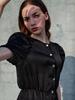 Sorry, Too Much Love Jacqueline Puff Sleeve Satin Dress_Black