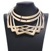 Cooler metallischer Choker Schichtketten Halskette Elegantes kantiges Kragen Schmuckstück für Hochzeitsfoto Bühnenshow