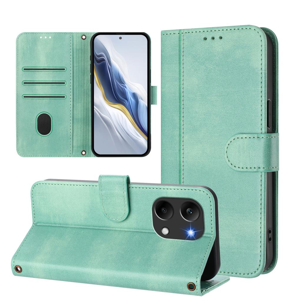 Wallet Case for Poco X8 Pro Max 5G - Leather/PU, Green, With Lanyard