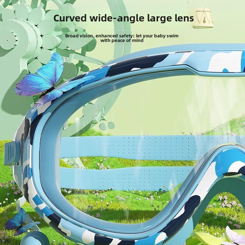 Children's Swimming Goggles Boys High Definition Anti-fog Waterproof Large Frame Swimming Glasses Swimming Cap Set Girls Diving Equipment