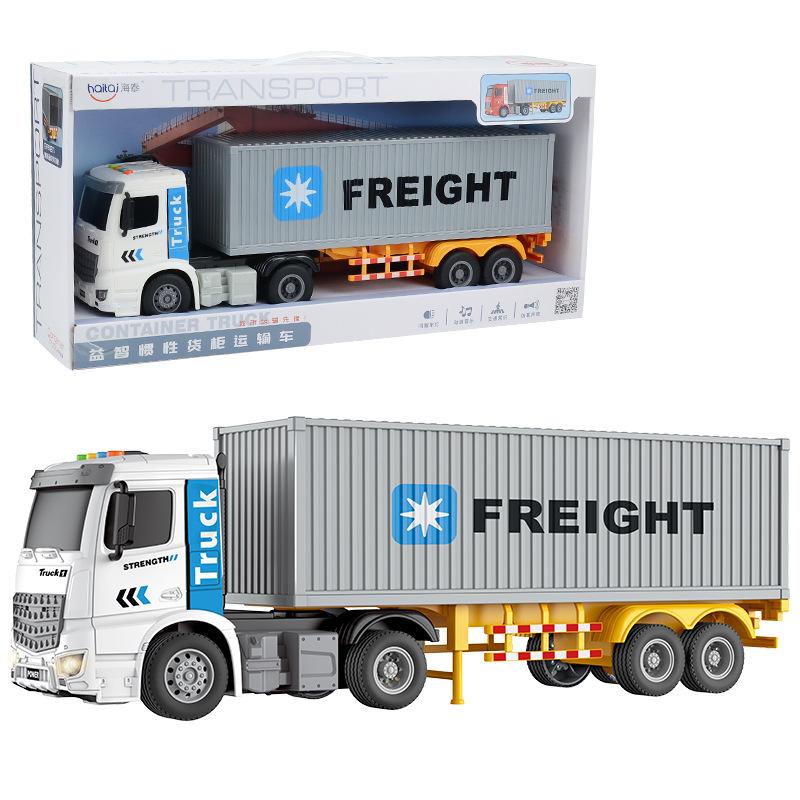 

Lighting And Sound Effects Inertial Container Truck, Children S Transporter Simulation Plastic Tractor Car Model Toy Car