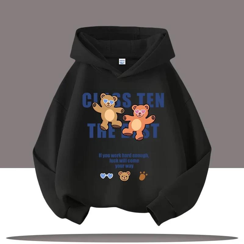 Autumn Winter Children's Hoodies Teddy Bear Pullover Fashionable Boys' Girls' Hoodies Comfortable Children's Tops