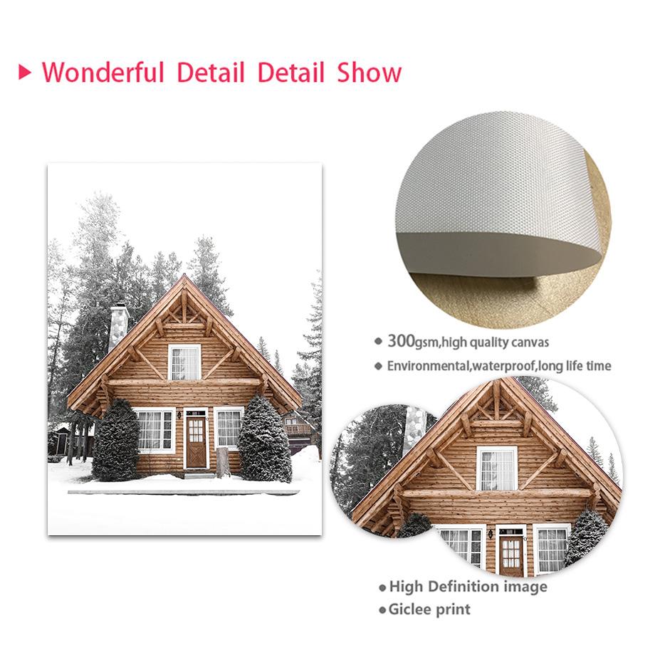 Snowboard Snømann Ekorn Hjort Snø Landskap Veggkunst Lerretsmaleri Plakater og utskrifter Veggbilder til stuedekor