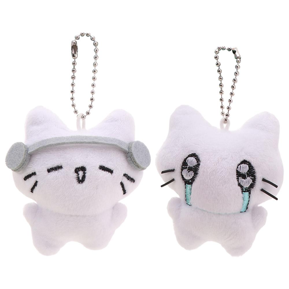 Cartoon Earphones Cat Pendant Bag Hanging Key Ring Cute Sad Cat Doll Keychain Unisex
