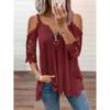 Summer Sexy Plus Size Lace T-shirt Women's Clothing Tunic Casual Elegant Half Sleeve Tops V Neck Zipper Off Shoulder Oversized Tees