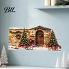 Christmas Theme Stickers Snow House Wall Sticker, Removable Self-Adhesive PVC Decals Scene Decal, Waterproof Decorative Decal for Holiday