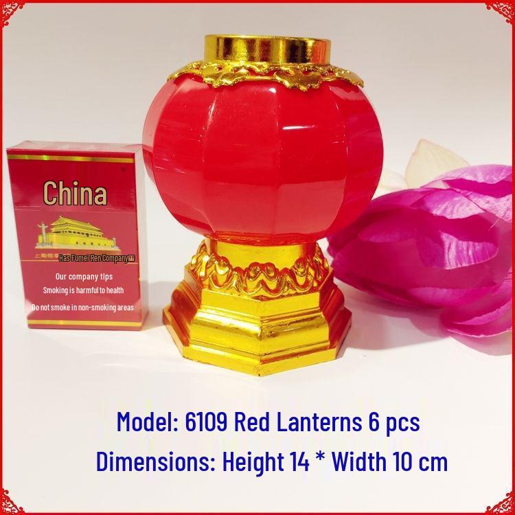 Red Lanterns for Lunar New Year and Qingming, Battery-Operated Everlasting Prayer Lamp