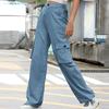 Women's Casual Street Style Multi-pocket Straight High Waist Slim Wide Leg Work Trousers