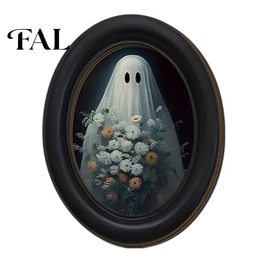Spooky Aesthetic Room Decor Halloween Wooden Door Hanging Sign, Oval Gothic Black Cat Ghost Wall Plaque, Retro Vintage Home Waterproof Art for