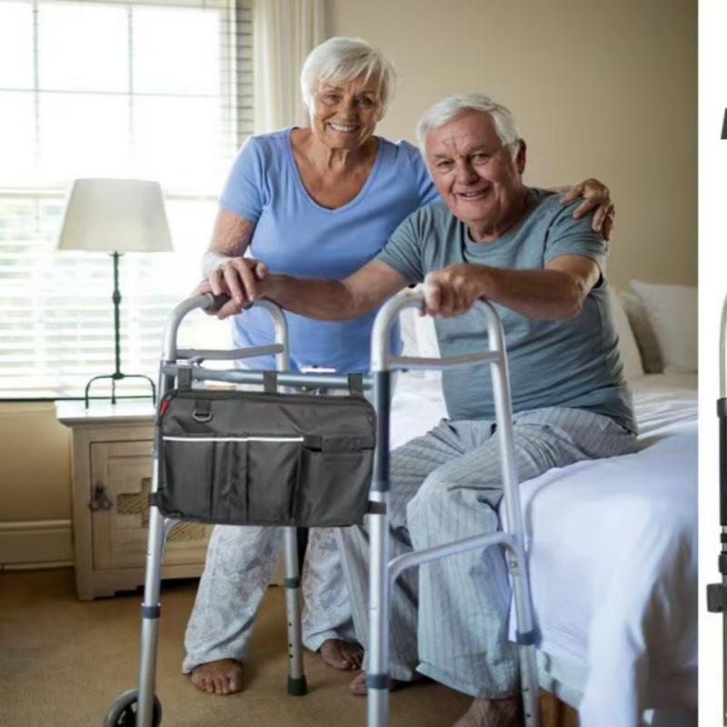 Large Walking Bag with Water Bottle Holder, Foldable Walker Bag, Oxford Cloth,Ideal for Seniors and Walker Accessories