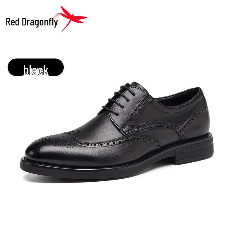

Мужские туфли дерби из гравированной кожи Red Dragonfly: Повседневные и формальные броги 39 чёрный