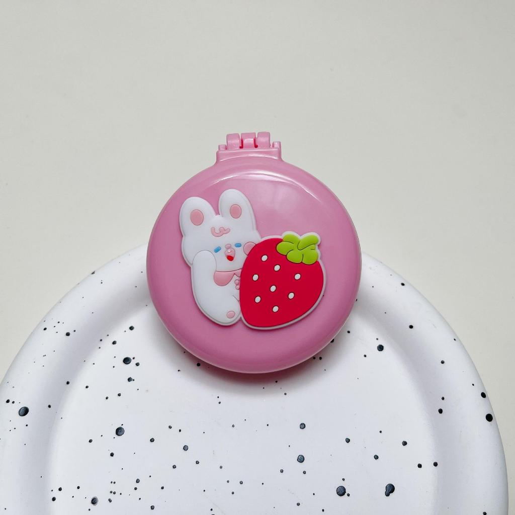 Cute Cartoon Foldable Airbag Comb with Mirror - Portable for Children, Cream Wind Design