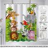 1pc Zoo Printed Waterproof Shower Curtain Bathe Partition Privacy Hanging Curtain with 12 Hooks Multiple Sizes Machine Washable