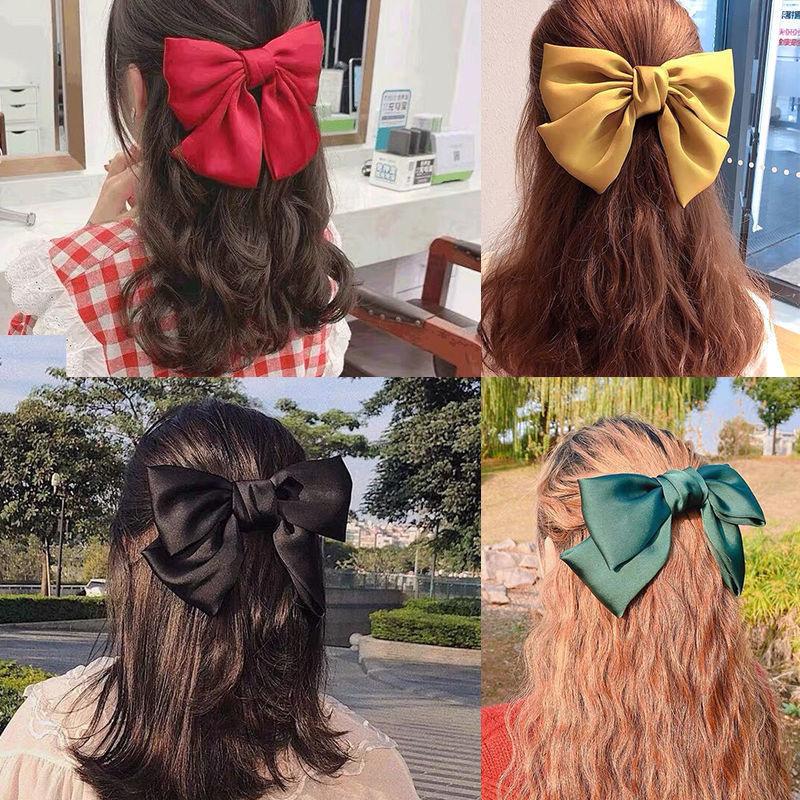 Big Hair Bow Ties Hair Clips Satin Two Layer Butterfly Bow For Women Accessories Barrettes for School Christmas Gift
