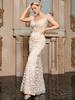 Elegant European & American Lace Fishtail Evening Dress with Feather Strap - Slim Fit, Sophisticated Socialite Style.