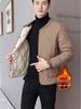 Men's Cotton Jacket: Velvet-Lined, Thick, Cold-Proof, Short Style, Casual Warmth for Students