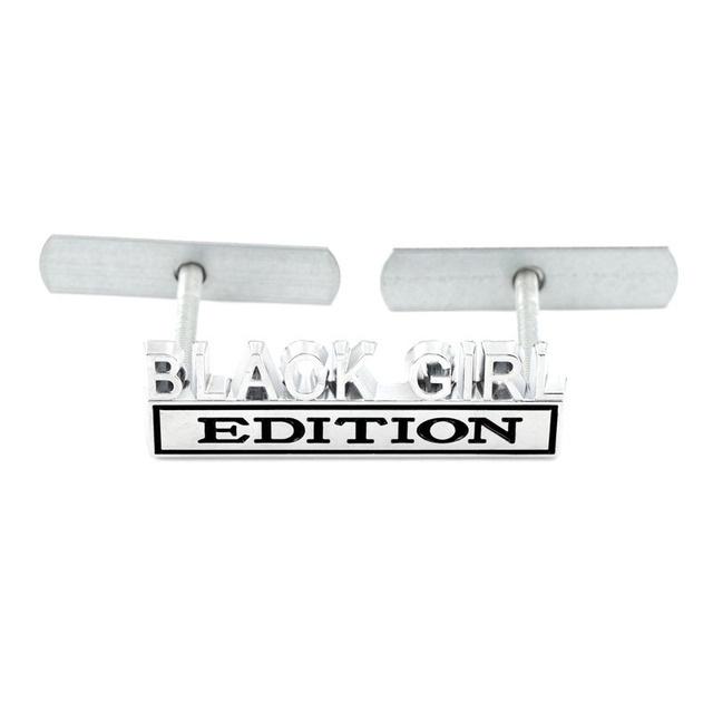 1Pc 3D Metal Black Girl Edition Logo Car Front Grille Emblem Badge Rear Trunk Emblem Sticker Decal