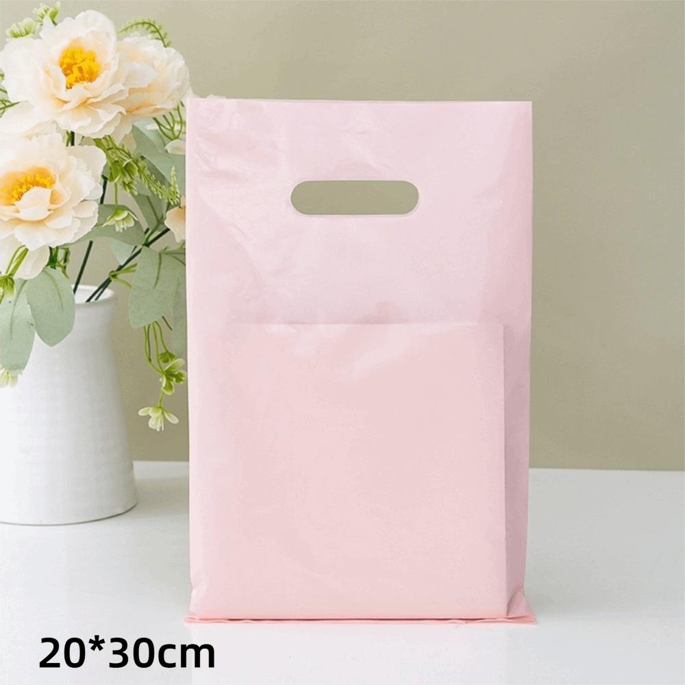 50 PCS Flat Mouth Gift Packaging Bag Reinforced Plastic Carry Case Shopping Bag School Events
