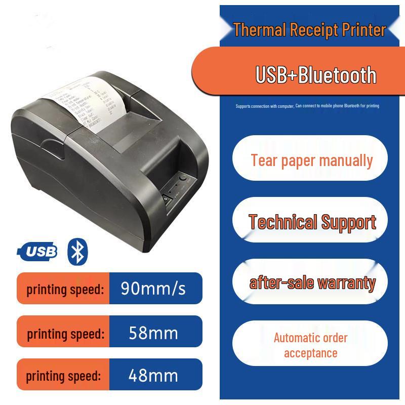 

Thermal Receipt Printer for Takeaway & Milk Tea Shops – Inventory & Cash Register Management USB PC Pure Black + 1 Roll
