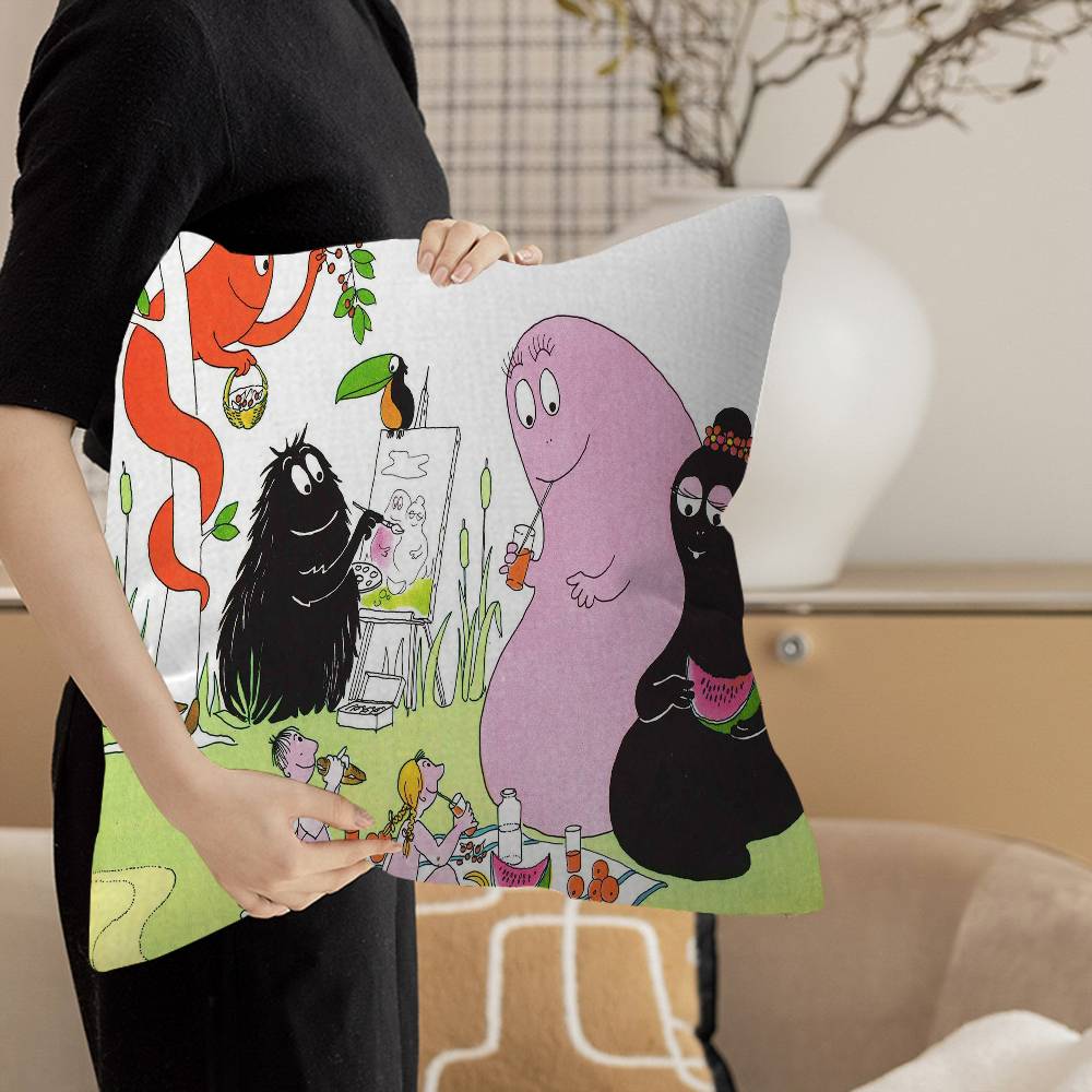 Les Barbapapa Family Anime Cushion Cover Pillowcase Upholstery Sofa Throw Pillow Home Decor Pillowcas