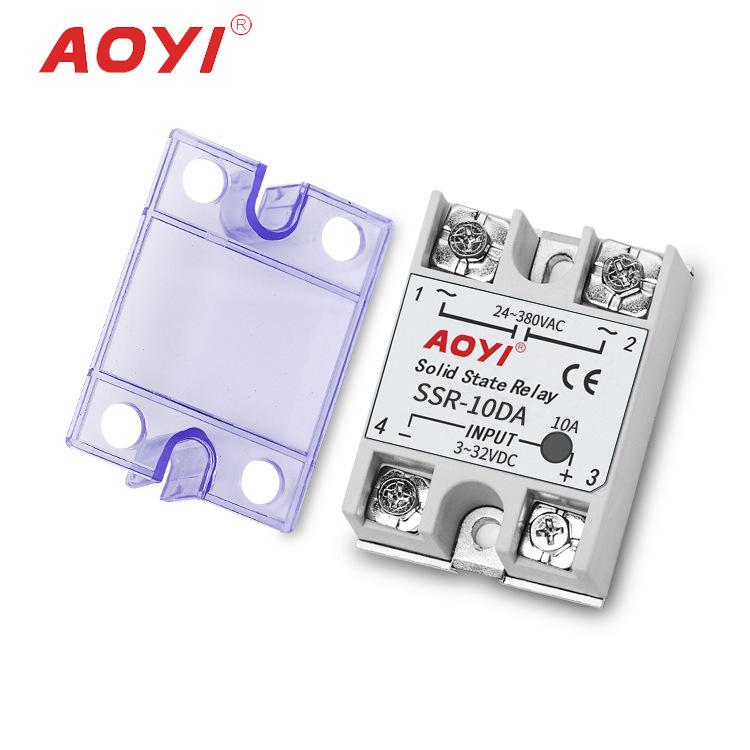 AOYI SSR-DA Single-Phase Solid State Relay - Optocoupler DC Control for AC, Complete Specification.