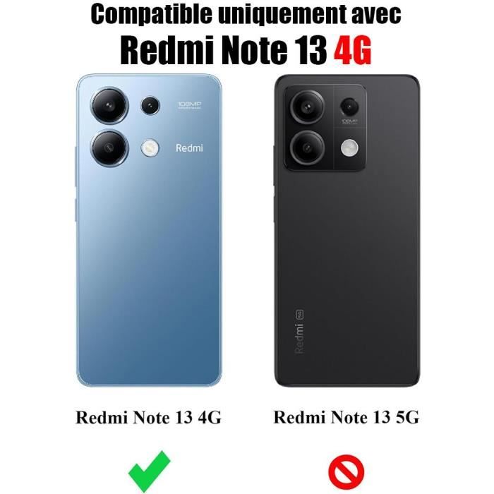 Case for Xiaomi Redmi Note 13 4G (not for 5G) - Shockproof Transparent Silicone Case + 2 Tempered Glasses