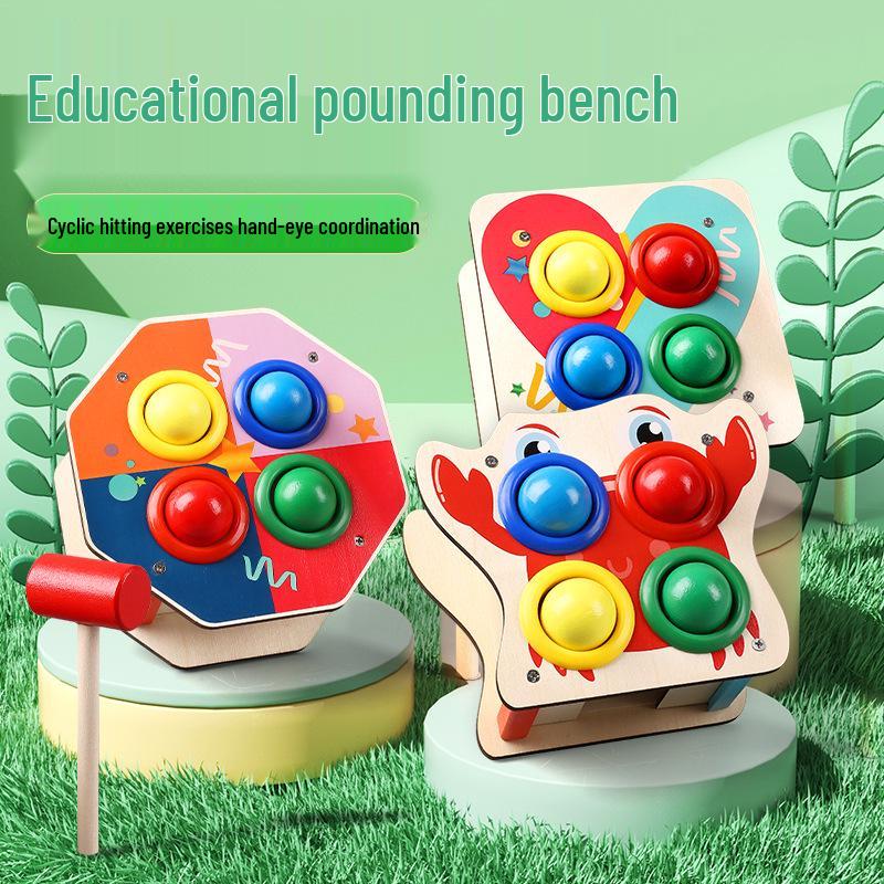 

Montessori Wooden Knocking Ball Table: Toddler Color Matching & Pounding Toy