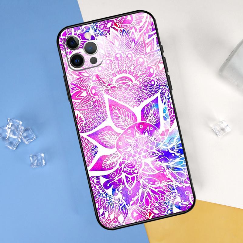 Indian Floral Henna Mandala Phone Case For iPhone 16 Pro Max 12 13 Mini 11 14 15 Pro Max XR 16 15 Plus 16e Cover Shell