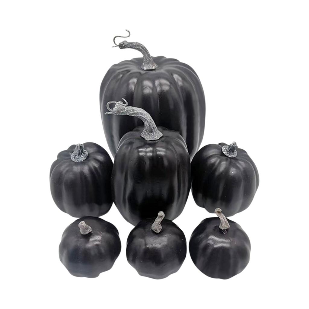 Artificial Assorted Pumpkins Fake Artificial Maple Leaves Halloween 7stk
