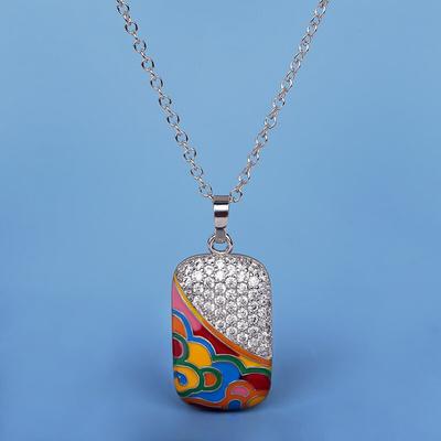 Fashion Square Pendant Irregular Color Enamel Jewelry Necklace for Women AAAA Zircon Pendant Wedding Bridal Jewelry