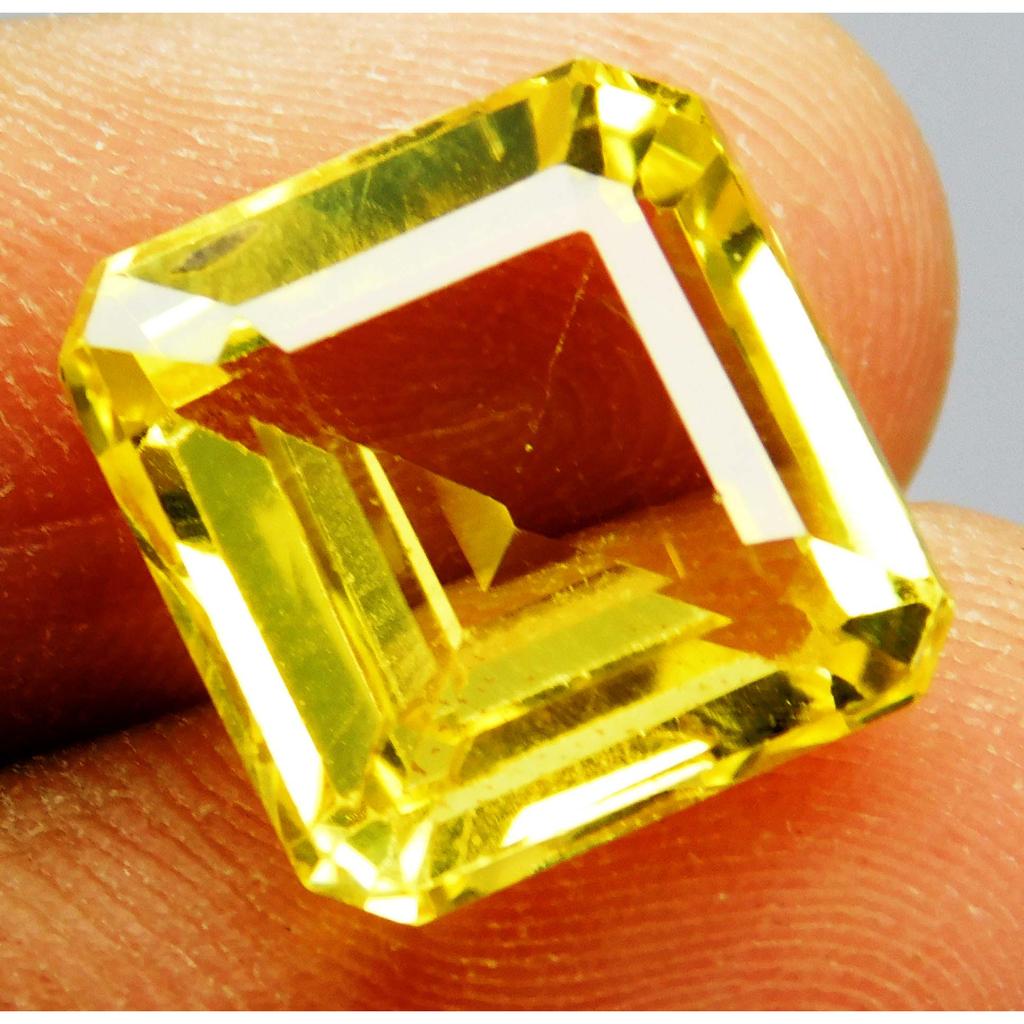 Natural Square Cut 13 Ct Ceylon Sri Lanka Yellow Sapphire Gemstone