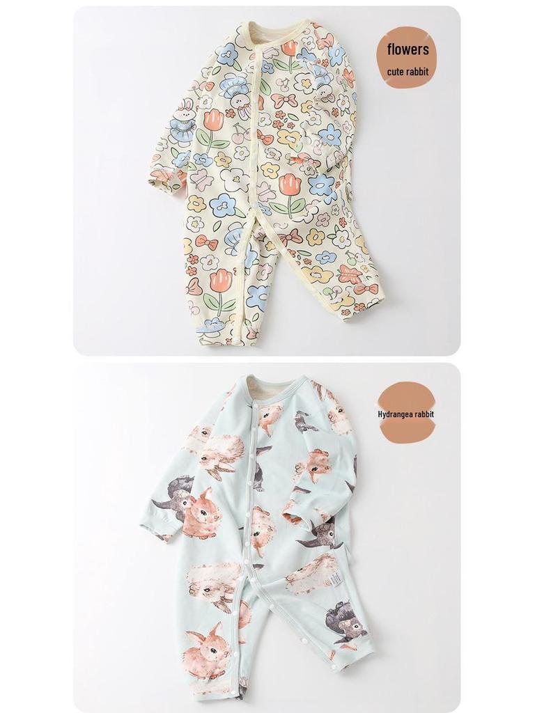 Unisex Baby Wool-Silk Romper: Warm, Padded Autumn-Winter Crawling Suit for Newborns